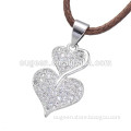 fashion Zircon double silver heart pendant necklace for women heart necklace